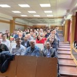 A konferencia résztvevői Dr. Józsa Gergőt hallgatják. Fotó: tmkorhaz
